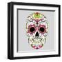 Day of the Dead Colorful Skull with Floral Ornament-Alisa Foytik-Framed Art Print