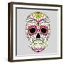 Day of the Dead Colorful Skull with Floral Ornament-Alisa Foytik-Framed Art Print