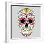 Day of the Dead Colorful Skull with Floral Ornament-Alisa Foytik-Framed Art Print