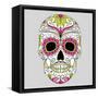 Day of the Dead Colorful Skull with Floral Ornament-Alisa Foytik-Framed Stretched Canvas