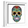 Day of the Dead Colorful Skull with Floral Ornament-Alisa Foytik-Framed Art Print