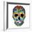 Day of the Dead Colorful Skull with Floral Ornament-Alisa Foytik-Framed Art Print
