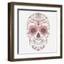 Day of the Dead Colorful Skull with Floral Ornament-Alisa Foytik-Framed Art Print