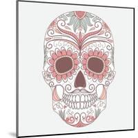 Day of the Dead Colorful Skull with Floral Ornament-Alisa Foytik-Mounted Art Print