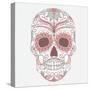 Day of the Dead Colorful Skull with Floral Ornament-Alisa Foytik-Stretched Canvas