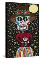Day of the Dead Girl with Cat-Kerri Ambrosino-Stretched Canvas