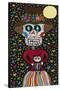 Day of the Dead Girl with Cat-Kerri Ambrosino-Stretched Canvas