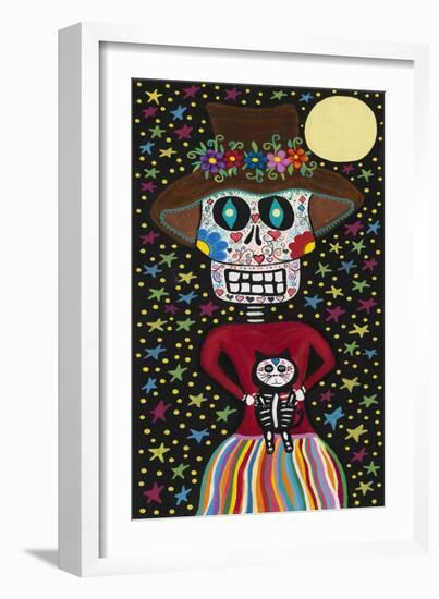 Day of the Dead Girl with Cat-Kerri Ambrosino-Framed Giclee Print