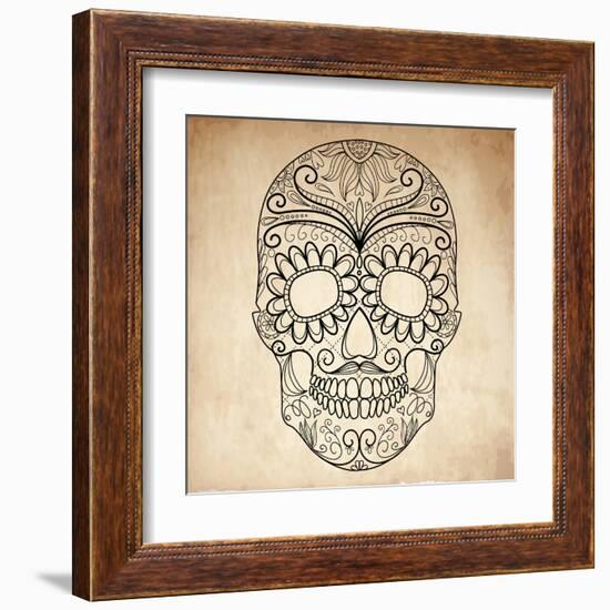 Day of the Dead Grungy Skull-Alisa Foytik-Framed Art Print