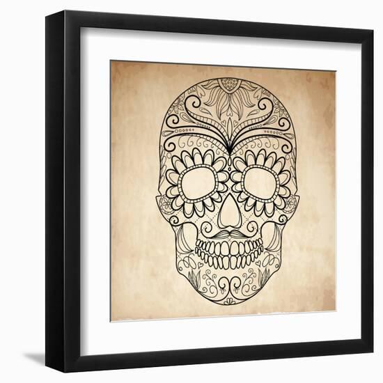 Day of the Dead Grungy Skull-Alisa Foytik-Framed Art Print