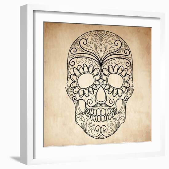 Day of the Dead Grungy Skull-Alisa Foytik-Framed Art Print