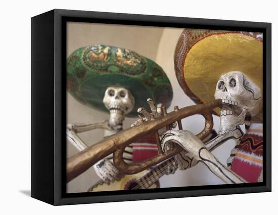 Day of the Dead, Lifesized Wooden Mariachis, Oaxaca, Mexico-Judith Haden-Framed Stretched Canvas