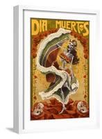 Day of the Dead - Skeleton Dancing-Lantern Press-Framed Art Print