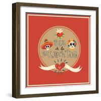 Day of the Dead Skull-cienpies-Framed Art Print