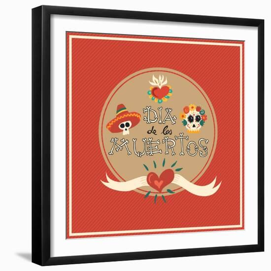 Day of the Dead Skull-cienpies-Framed Premium Giclee Print