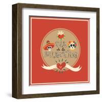 Day of the Dead Skull-cienpies-Framed Art Print