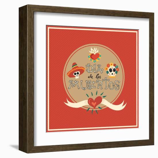 Day of the Dead Skull-cienpies-Framed Art Print