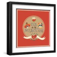 Day of the Dead Skull-cienpies-Framed Art Print