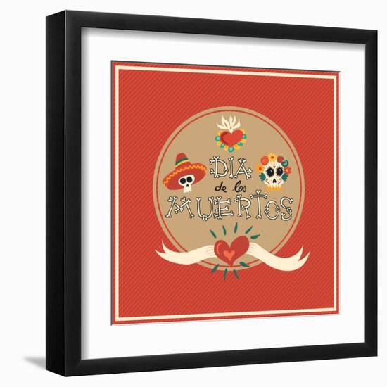 Day of the Dead Skull-cienpies-Framed Art Print