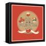 Day of the Dead Skull-cienpies-Framed Stretched Canvas