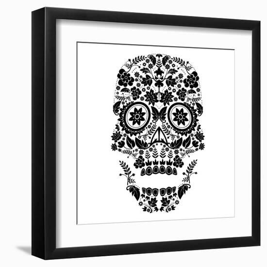 Day of the Dead Skull-lineartestpilot-Framed Art Print