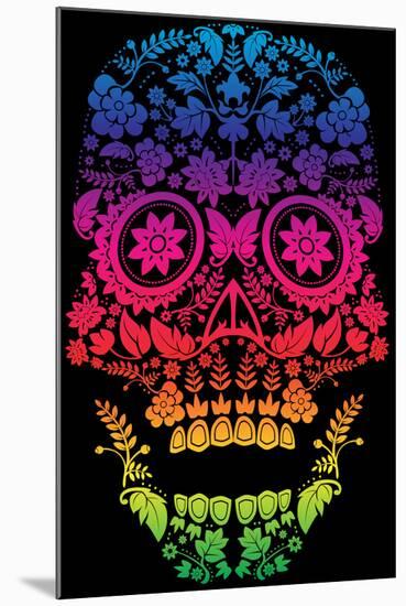 Day of the Dead Sugar Skull Design-lineartestpilot-Mounted Art Print