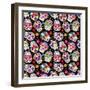 Day of the Dead Sugar Skull Seamless Vector Background-Pink Pueblo-Framed Art Print