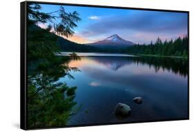 Day's End at Trillium Lake Reflection, Summer Mount Hood Oregon-Vincent James-Framed Stretched Canvas