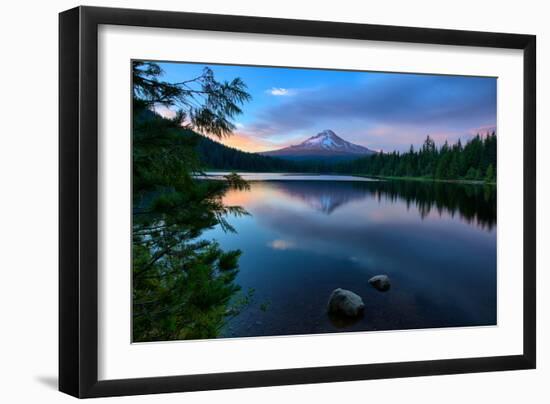 Day's End at Trillium Lake Reflection, Summer Mount Hood Oregon-Vincent James-Framed Premium Photographic Print