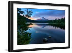 Day's End at Trillium Lake Reflection, Summer Mount Hood Oregon-Vincent James-Framed Photographic Print