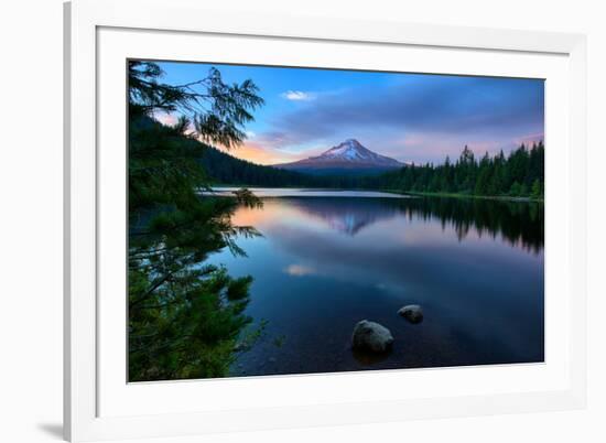 Day's End at Trillium Lake Reflection, Summer Mount Hood Oregon-Vincent James-Framed Photographic Print