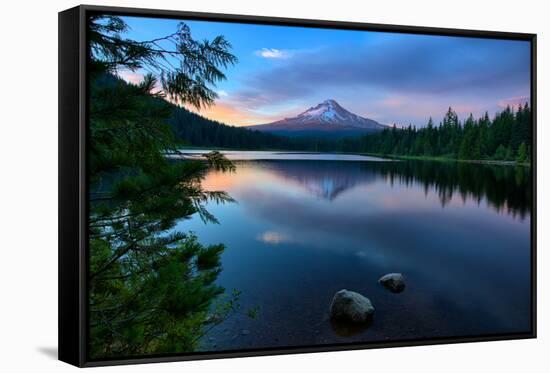 Day's End at Trillium Lake Reflection, Summer Mount Hood Oregon-Vincent James-Framed Stretched Canvas