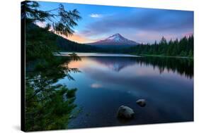 Day's End at Trillium Lake Reflection, Summer Mount Hood Oregon-Vincent James-Stretched Canvas