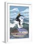 Day Surfer with Inset-Lantern Press-Framed Art Print