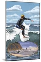 Day Surfer with Inset-Lantern Press-Mounted Art Print