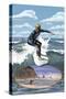 Day Surfer with Inset-Lantern Press-Stretched Canvas