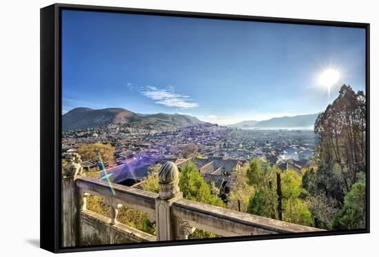 Dayan, the Old Town of Lijiang, and the Hill Towards the Left Is Xiangshan (Elephant Hill)-Andreas Brandl-Framed Stretched Canvas