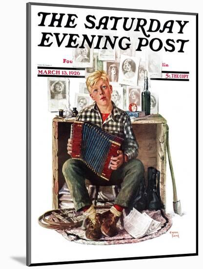 "Daydreaming Accordianist," Saturday Evening Post Cover, March 13, 1926-Eugene Iverd-Mounted Giclee Print