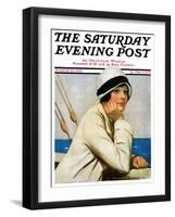 "Daydreams at Sea," Saturday Evening Post Cover, March 20, 1926-Clarence F. Underwood-Framed Giclee Print