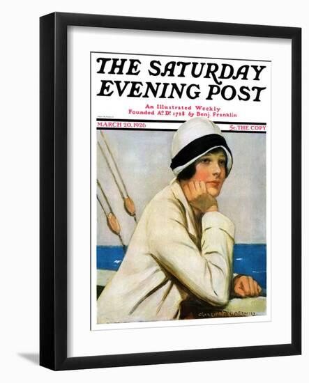 "Daydreams at Sea," Saturday Evening Post Cover, March 20, 1926-Clarence F. Underwood-Framed Giclee Print