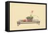 Daylily and Pomegranate-Sofu Teshigahara-Framed Stretched Canvas