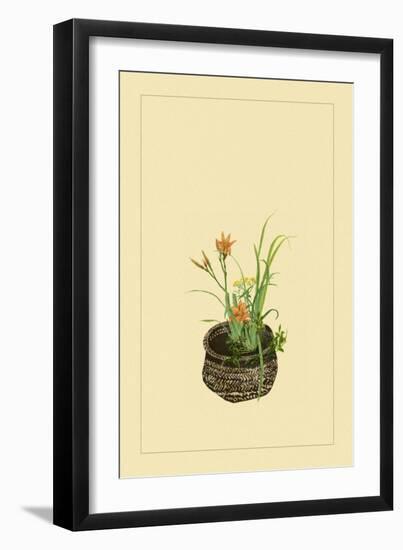 Daylily, Miscanthus, Japanese Glove Flower, and Patria Scabiasaegolia-Sofu Teshigahara-Framed Art Print