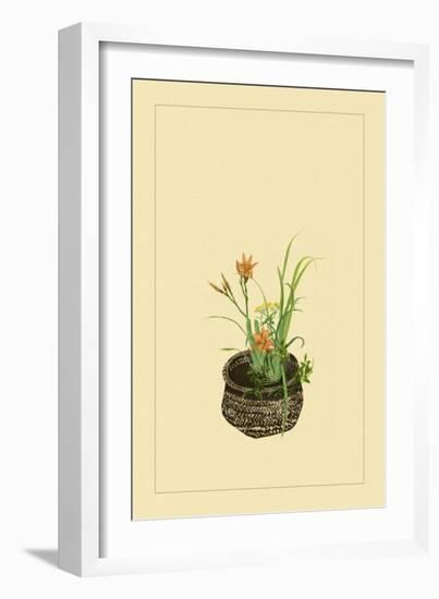 Daylily, Miscanthus, Japanese Glove Flower, and Patria Scabiasaegolia-Sofu Teshigahara-Framed Art Print