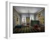 Dayroom with Blue and Yellow Decorated Lozenge Wallpaper, Austria, 19th Century-null-Framed Giclee Print