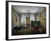 Dayroom with Blue and Yellow Decorated Lozenge Wallpaper, Austria, 19th Century-null-Framed Giclee Print