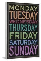 Days of the Week Colorful Text-null-Framed Poster