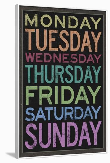 Days of the Week Colorful Text-null-Framed Poster