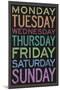 Days of the Week Colorful Text-null-Mounted Poster
