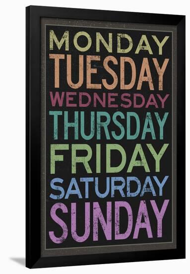 Days of the Week Colorful Text-null-Framed Poster