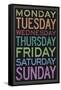 Days of the Week Colorful Text-null-Framed Stretched Canvas